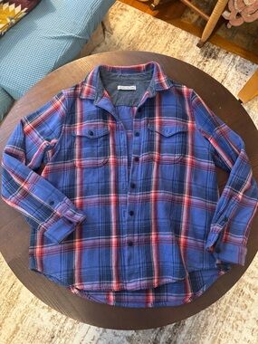 Outerknown Blue and Pink Plaid Blanket Shirt